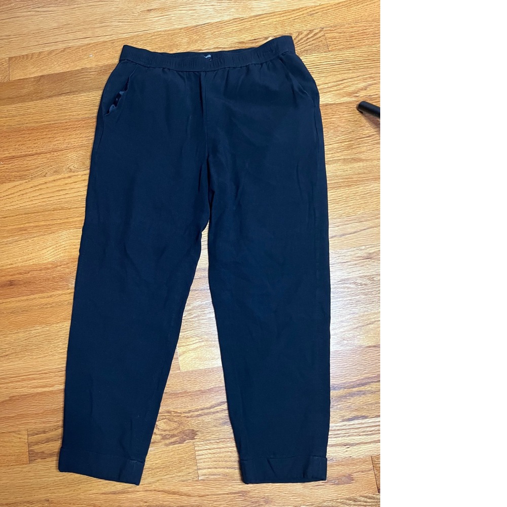 Madewell Pull On Cuffed Crop Pants Elastic Waist Casual Comfy Black Size XS